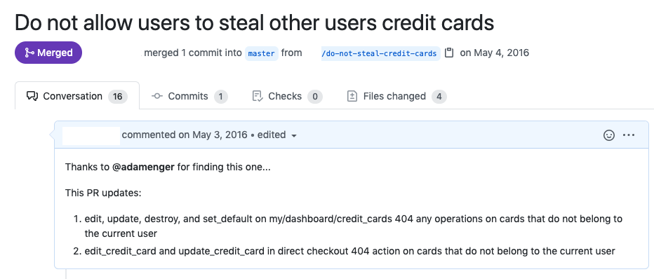 PR: Do not allow users to steal other users credit cards